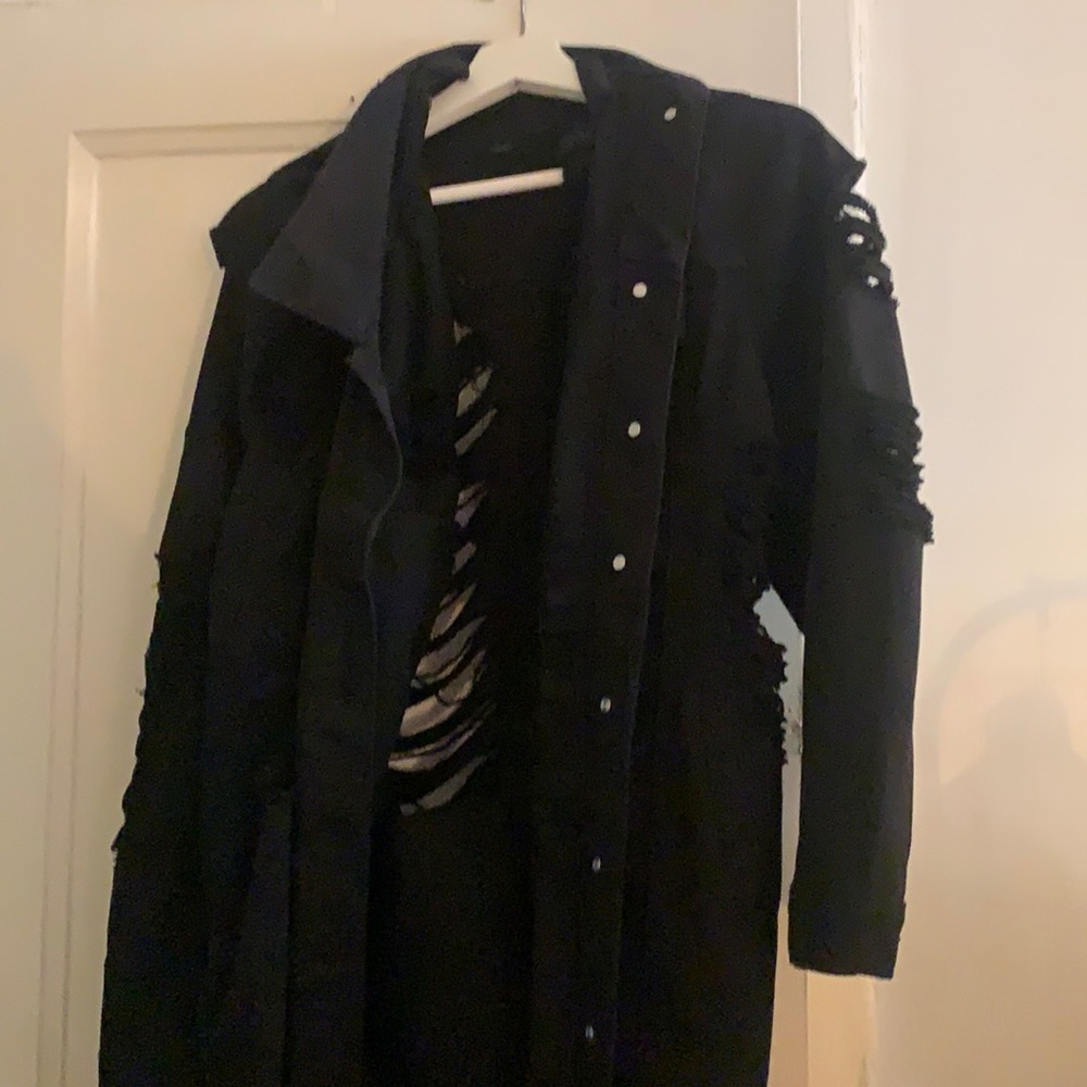 Longline oversize black denim jacket